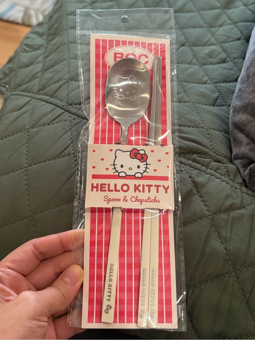 Hello Kitty Pink and White Spoon & Chopsticks Set